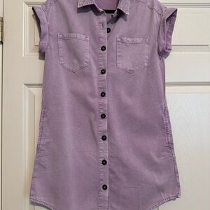 Source Unknown Purple Polo Collar Mini Dress